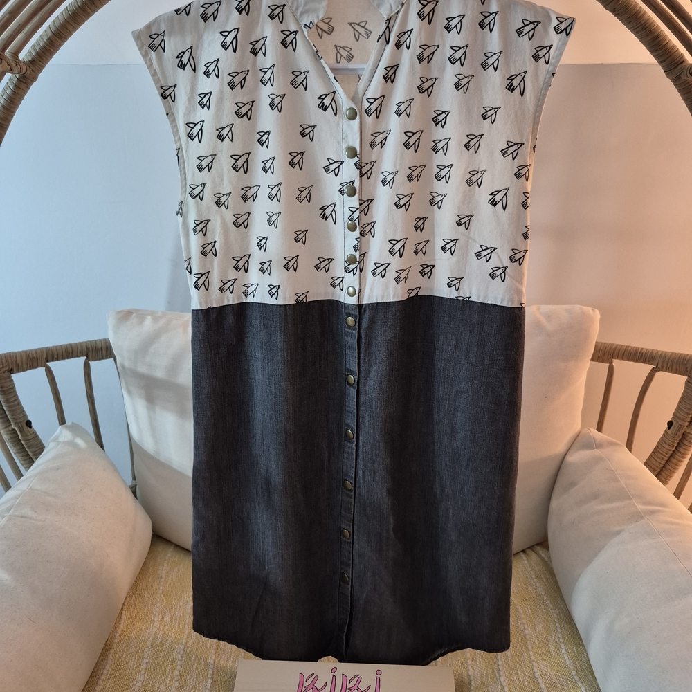 Black and White Button-Up Dress